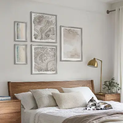 Set of 5 wall art pieces delicate watercolor paint design