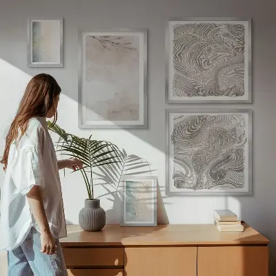Set of 5 wall art pieces delicate watercolor paint design
