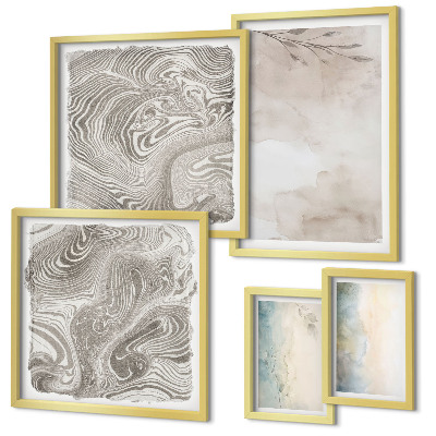 Set of 5 wall art pieces Delicate watercolor paints