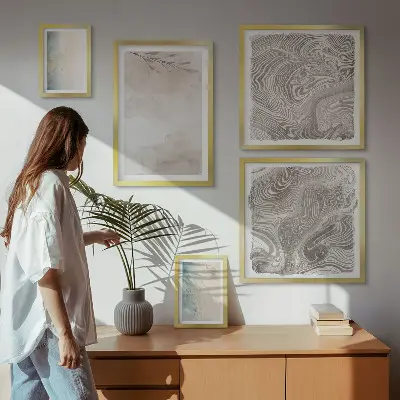 Set of 5 wall art pieces delicate watercolor paint design