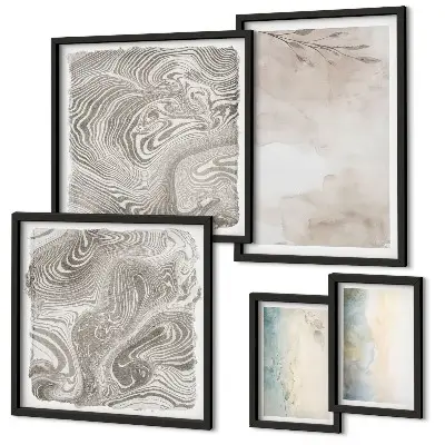 Set of 5 wall art pieces delicate watercolor paint design