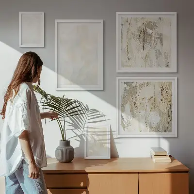 Framed photo set with bright texture paint design
