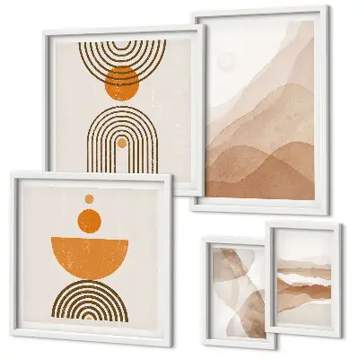 Set of 5 minimalist wall art pieces in various shades