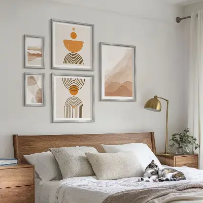 Set of 5 minimalist wall art pieces in various shades