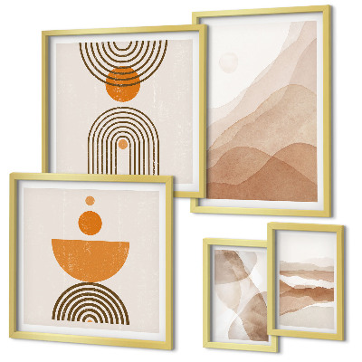 Set of 5 wall art pieces Structures of various shades of minimalism