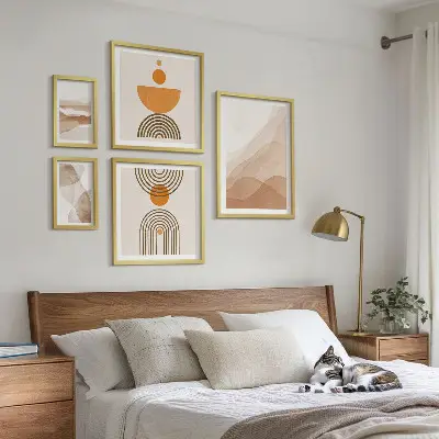 Set of 5 minimalist wall art pieces in various shades