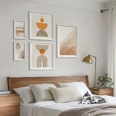 Set of 5 minimalist wall art pieces in various shades