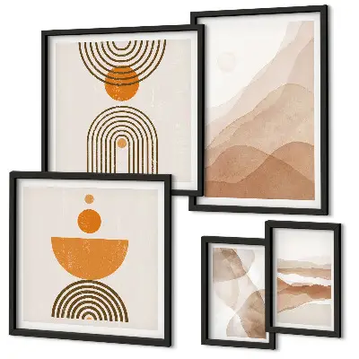 Set of 5 minimalist wall art pieces in various shades