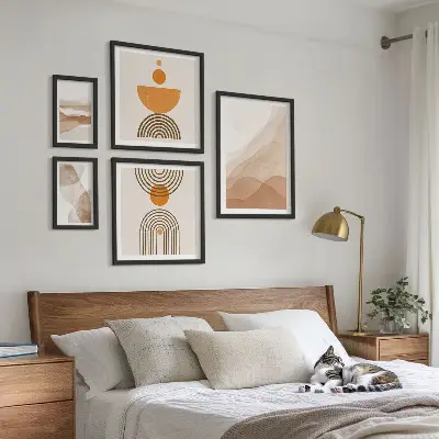 Set of 5 minimalist wall art pieces in various shades