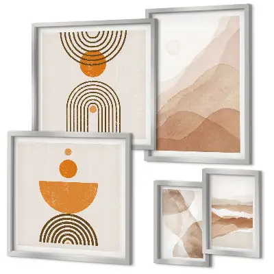 Set of 5 minimalist wall art pieces in various shades