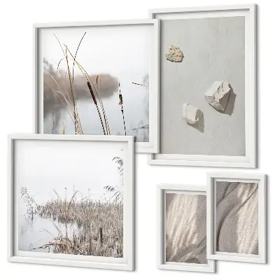 Framed photo set boho style structure close-up prints