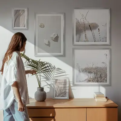 Framed photo set boho style structure close-up prints
