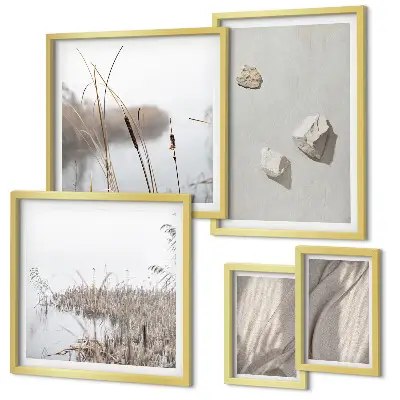 Framed photo set boho style structure close-up prints