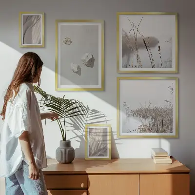 Framed photo set boho style structure close-up prints