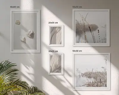 Framed photo set boho style structure close-up prints