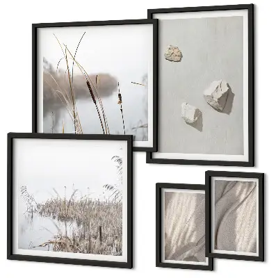 Framed photo set boho style structure close-up prints