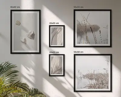 Framed photo set boho style structure close-up prints