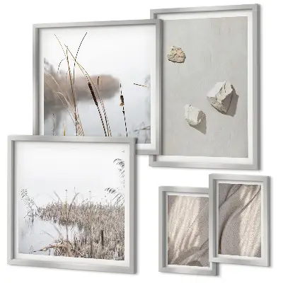 Framed photo set boho style structure close-up prints