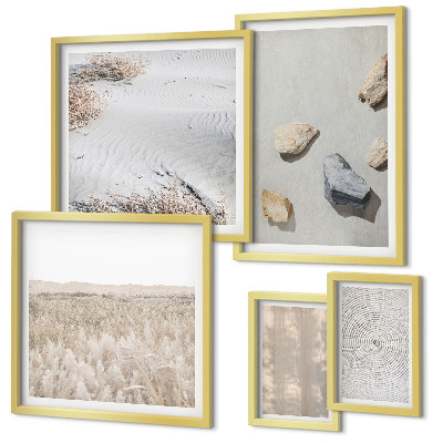 Set of 5 wall art pieces Boho natural textures