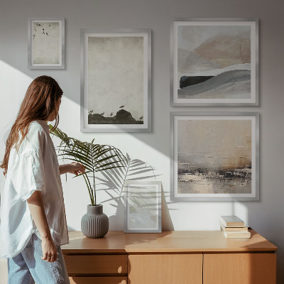 Framed photo set Birds rocks brush strokes decorations