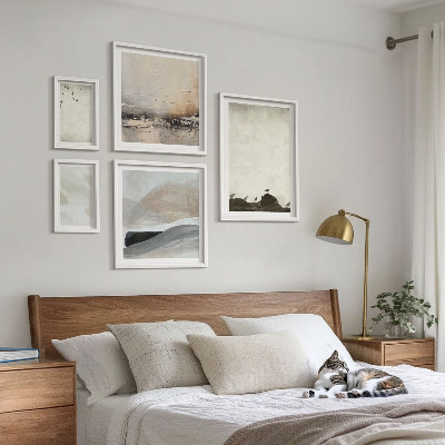 Framed photo set Birds rocks brush strokes decorations