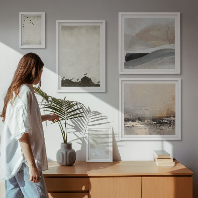 Framed photo set Birds rocks brush strokes decorations