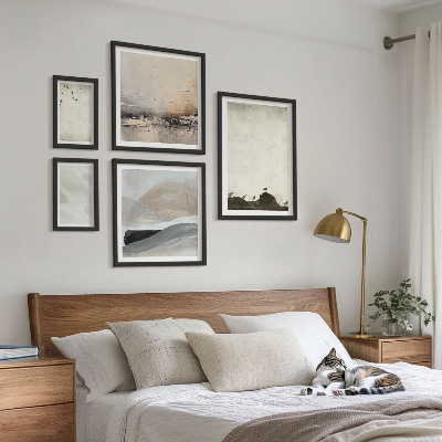 Framed photo set Birds rocks brush strokes decorations