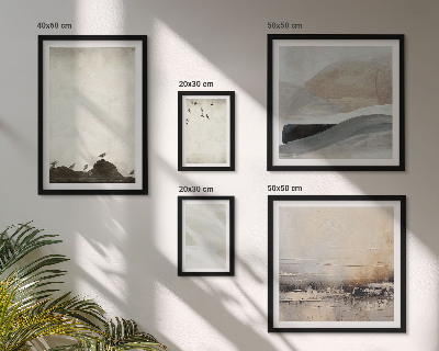 Framed photo set Birds rocks brush strokes decorations