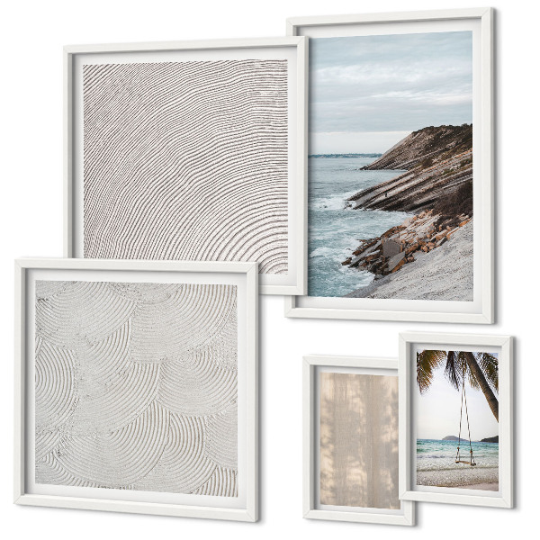 Set of 5 wall art pieces Summer sand seaside views