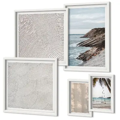 Summer sand seaside view wall art set of 5 pieces