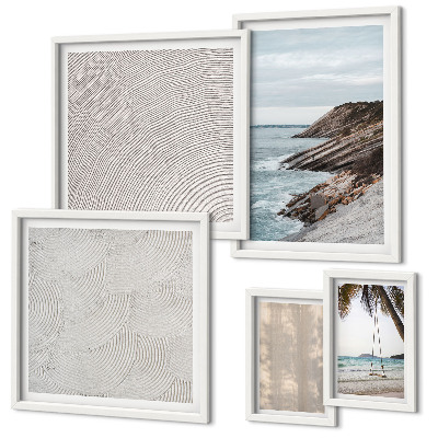 Set of 5 wall art pieces Summer sand seaside views
