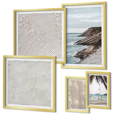 Summer sand seaside view wall art set of 5 pieces