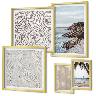 Set of 5 wall art pieces Summer sand seaside views