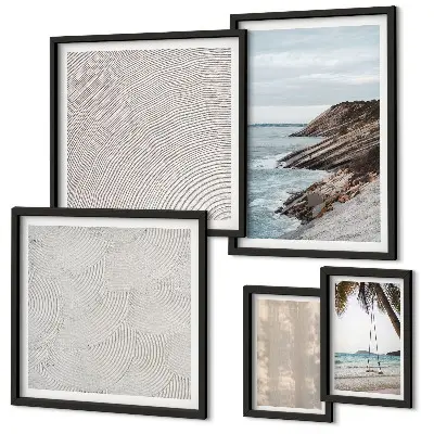 Summer sand seaside view wall art set of 5 pieces