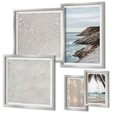 Summer sand seaside view wall art set of 5 pieces