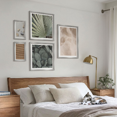 Framed photo set Stones wood fabric textures