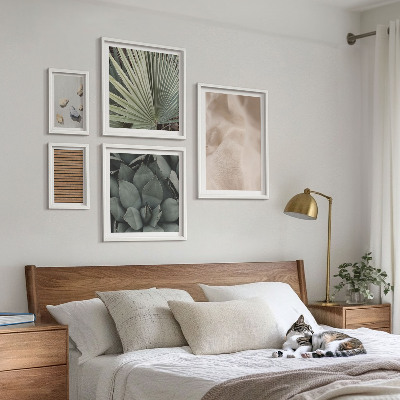 Framed photo set Stones wood fabric textures