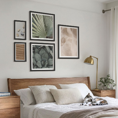 Framed photo set Stones wood fabric textures