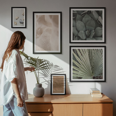 Framed photo set Stones wood fabric textures