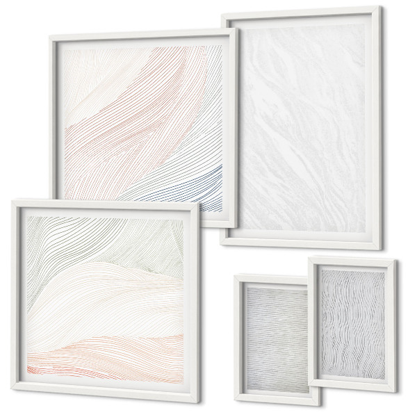 Set of 5 wall art pieces Bright structures string patterns