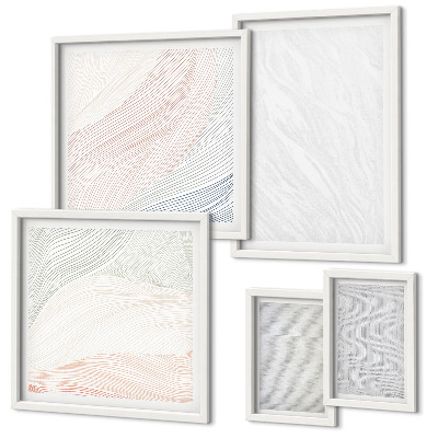 Set of 5 wall art pieces Bright structures string patterns