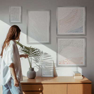 Set of 5 wall art pieces Bright structures string patterns