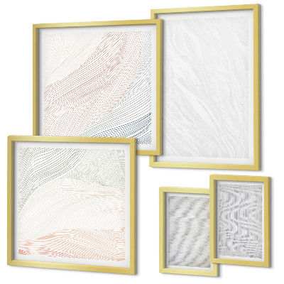 Set of 5 wall art pieces Bright structures string patterns
