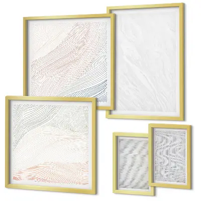 Set of 5 wall art pieces with bright string pattern structures