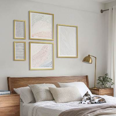 Set of 5 wall art pieces Bright structures string patterns