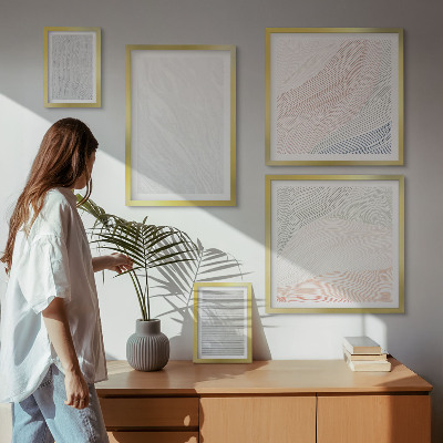 Set of 5 wall art pieces Bright structures string patterns