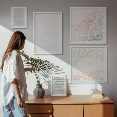 Set of 5 wall art pieces Bright structures string patterns
