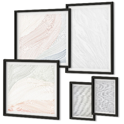 Set of 5 wall art pieces Bright structures string patterns