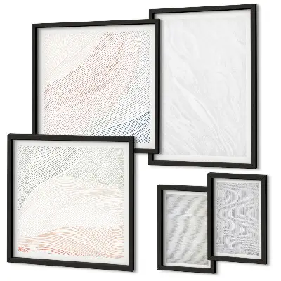 Set of 5 wall art pieces with bright string pattern structures
