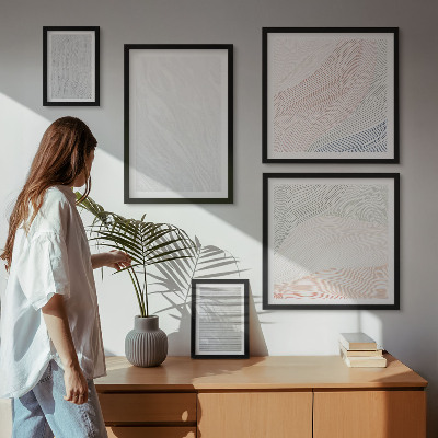 Set of 5 wall art pieces Bright structures string patterns